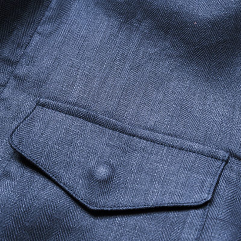 Summer 100% Linen Herringbone Unstructured Waist Trench jacket