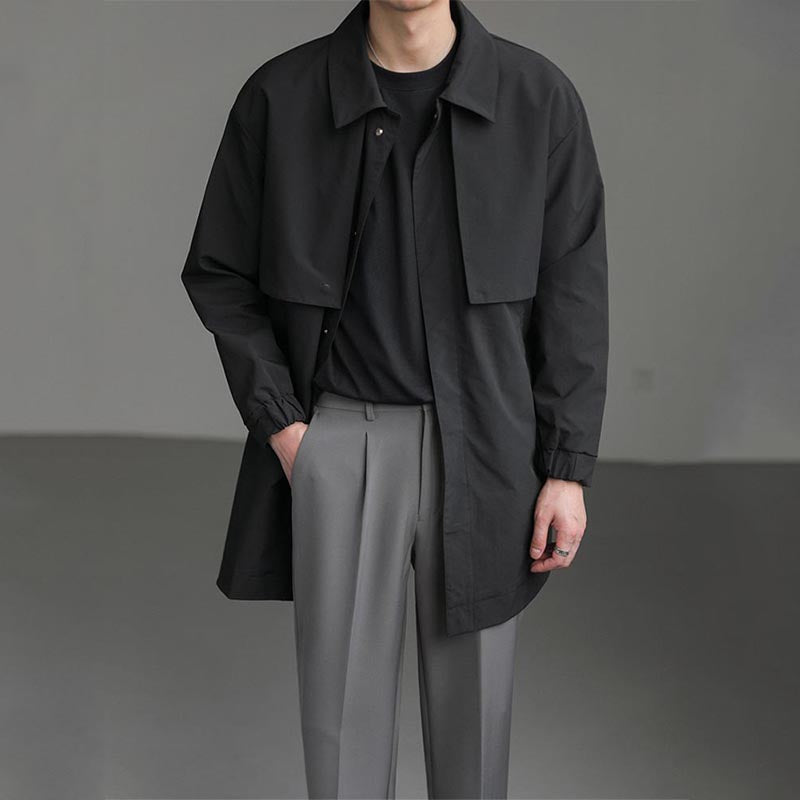 Men's Loose Lapel Mid-length Casual Jacket