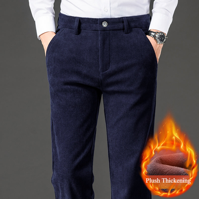 Men's Corduroy Plus Velvet Thick Straight Casual Pants