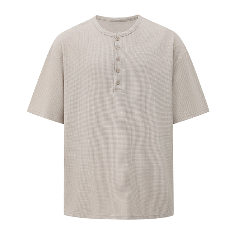 Henley Collar Loose Casual T-shirt