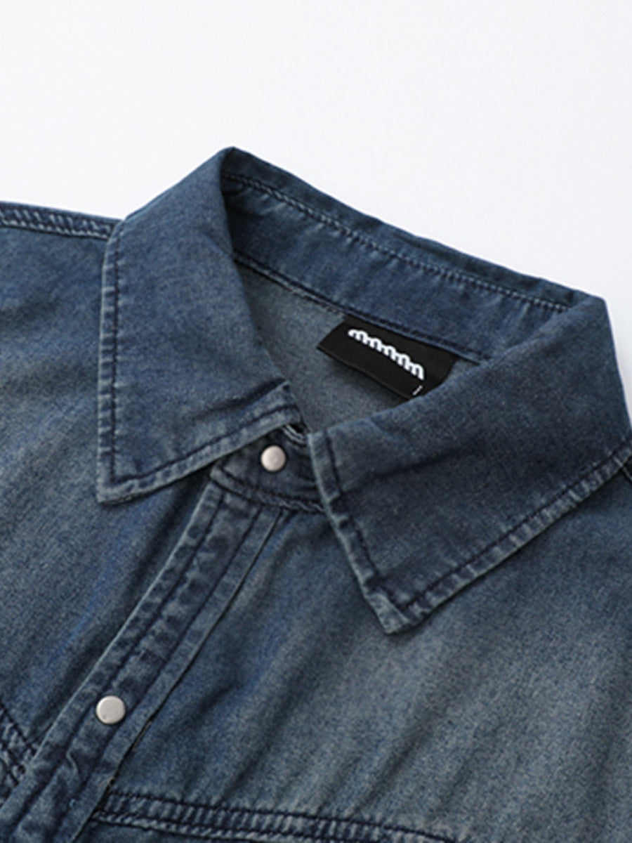Vintage Loose Casual Washed Denim Shirt