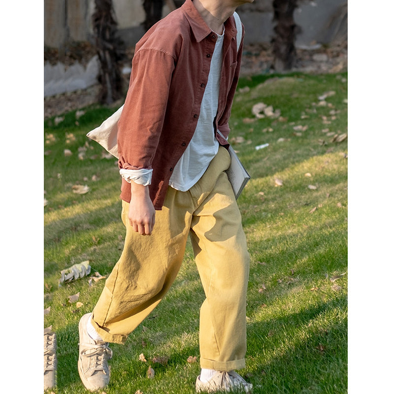 Multicolor Square Neck Corduroy Shirt