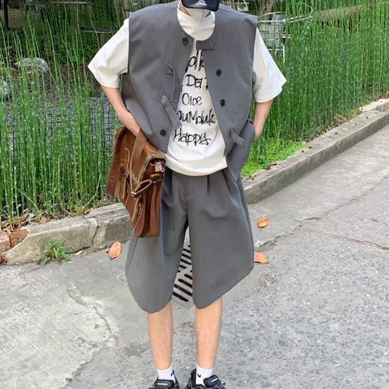 Irregular Loose Shorts Vest Suit