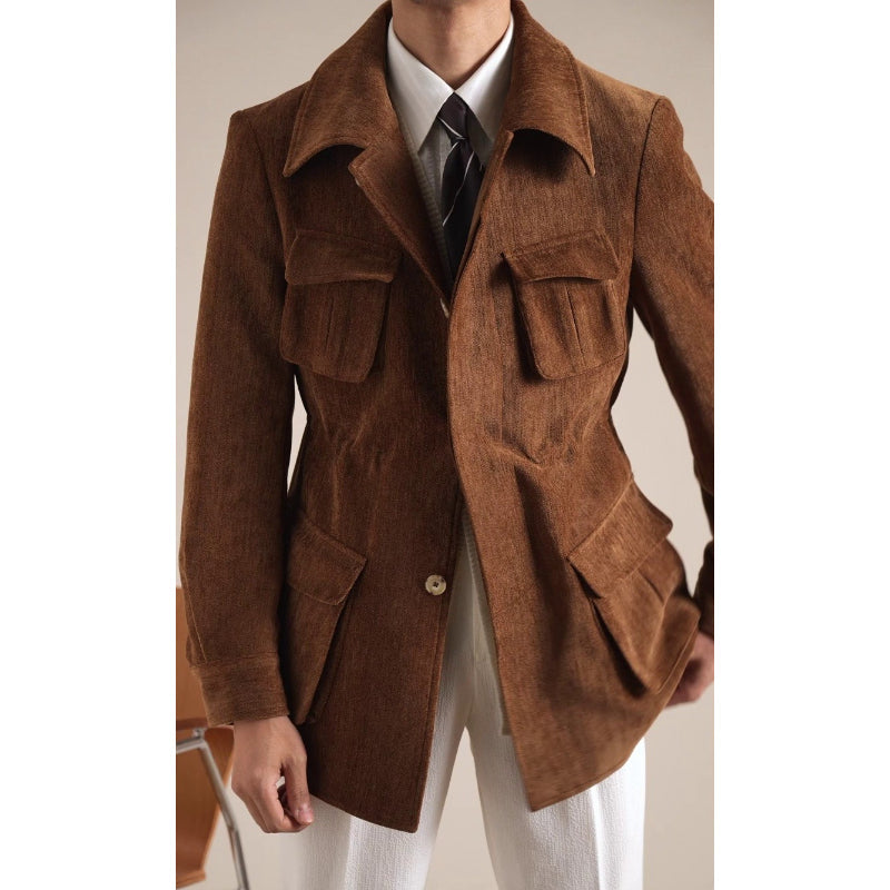 Chenille Plain Safari Jacket