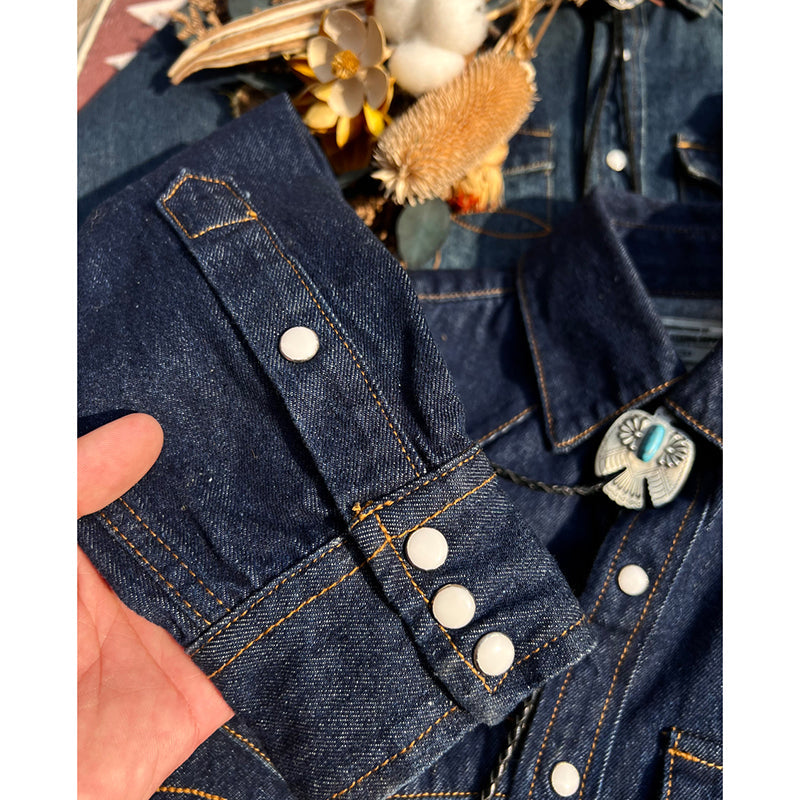 Men's Western Denim with Jewel Buttons Shirt