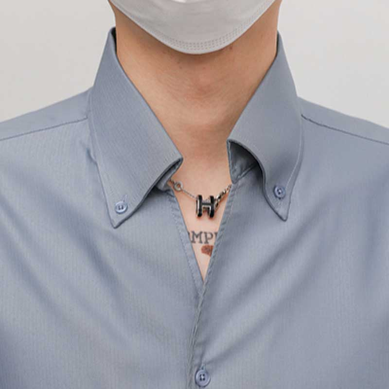 Slim Fit Solid Color Pointed Collar Shirt