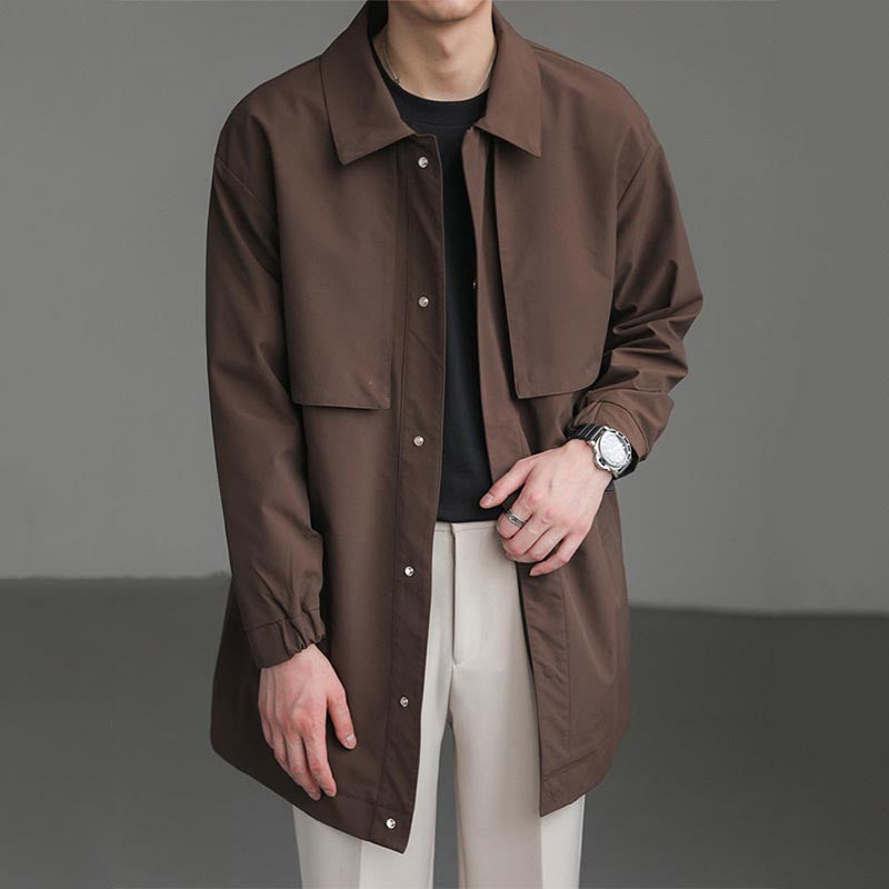 Men's Loose Lapel Mid-length Casual Jacket