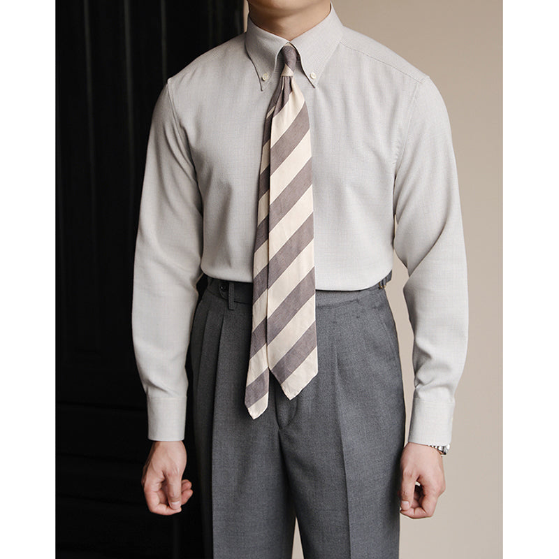 Slim-fit Peak Collar Plaid Shirt