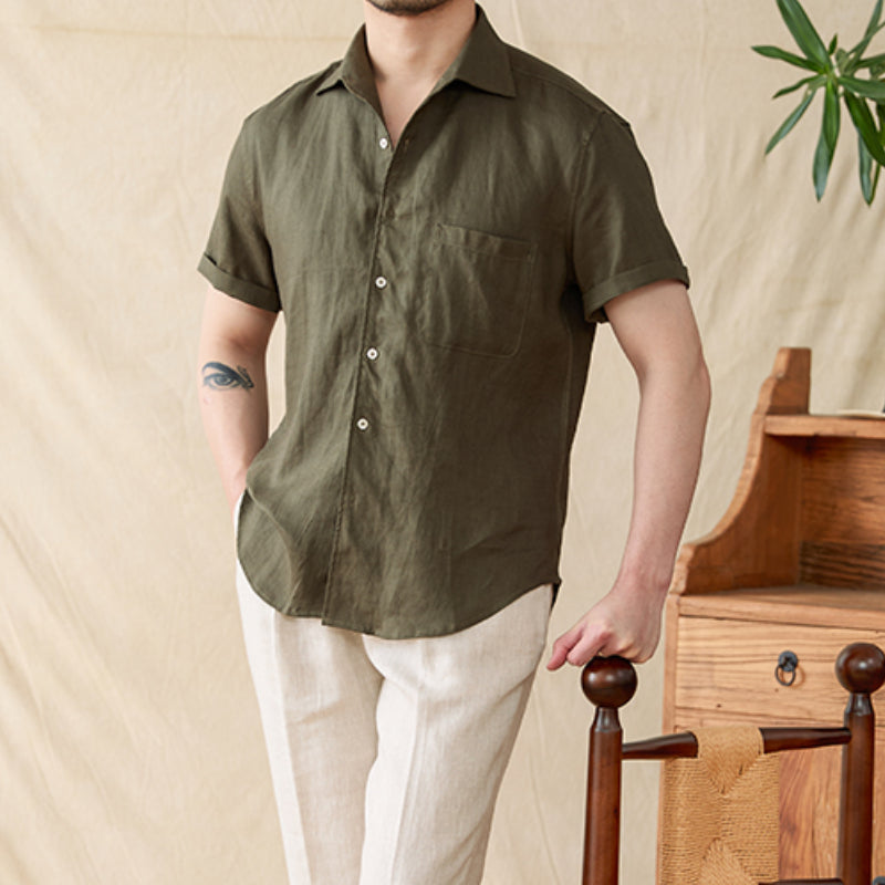 100% Linen Breathable Casual Thin Business Shirt
