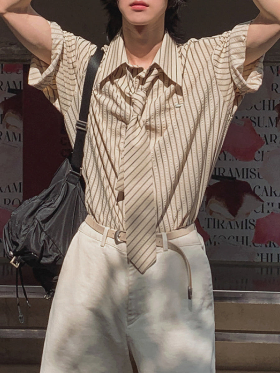 Japanese Striped Loose Casual Shirt