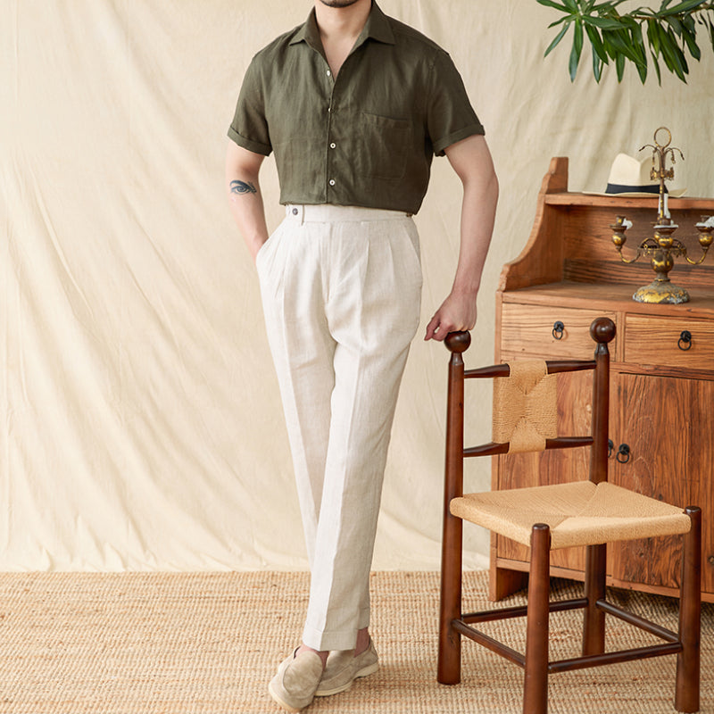 100% Linen Breathable Casual Thin Business Shirt