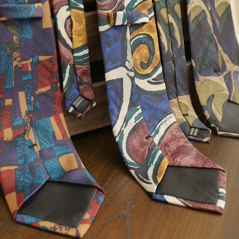 Men's Patterned Oil Painting Hand-tied Large Tie