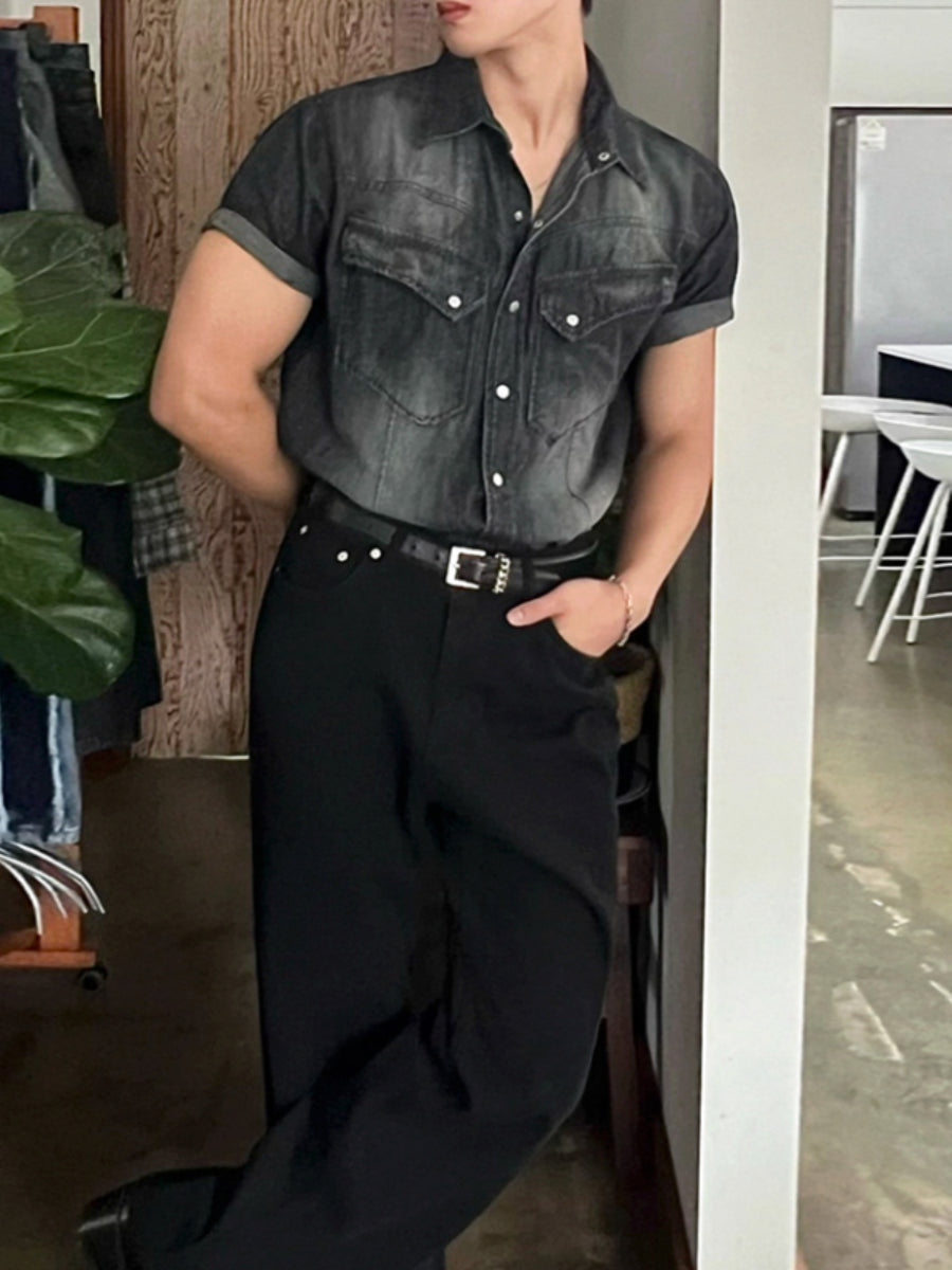 Vintage Loose Casual Washed Denim Shirt