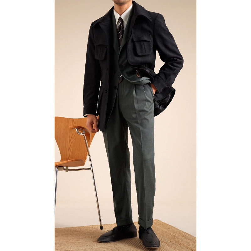 Chenille Plain Safari Jacket