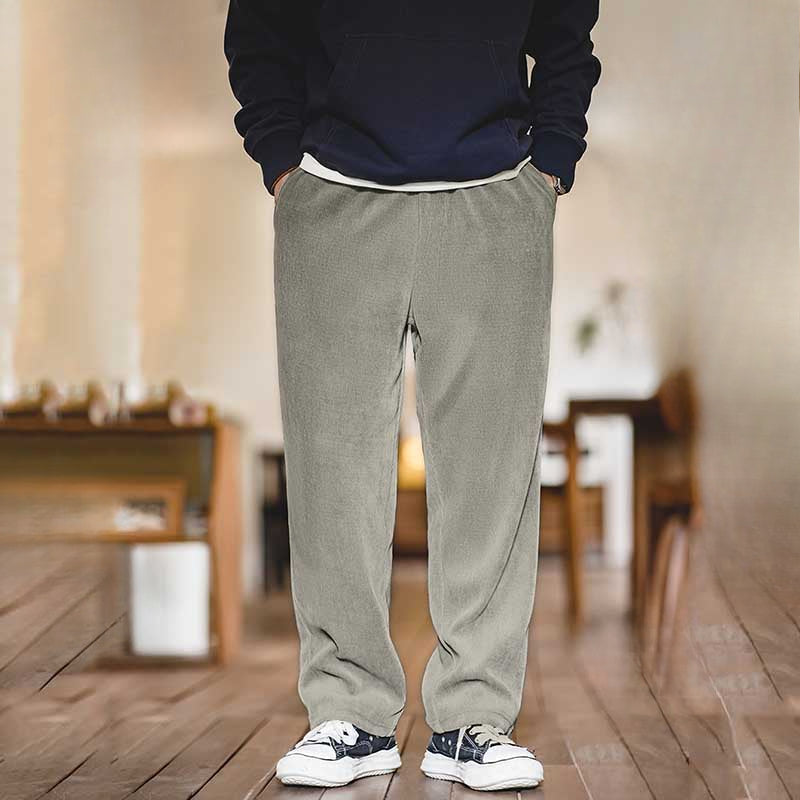 No-iron Drapey Straight-leg Faux Corduroy Trousers