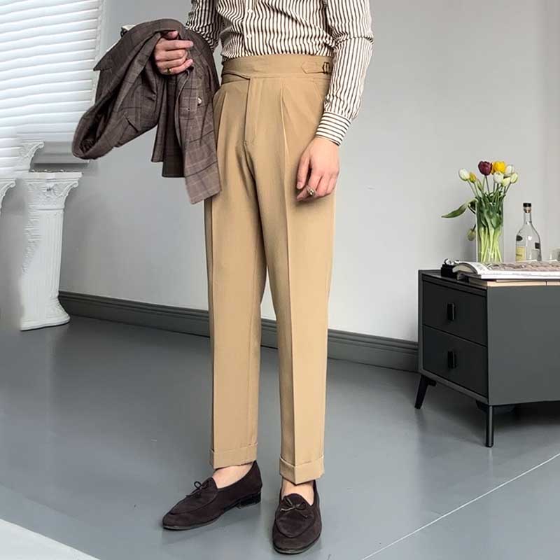 Drape High Waist Straight Vintage Trousers