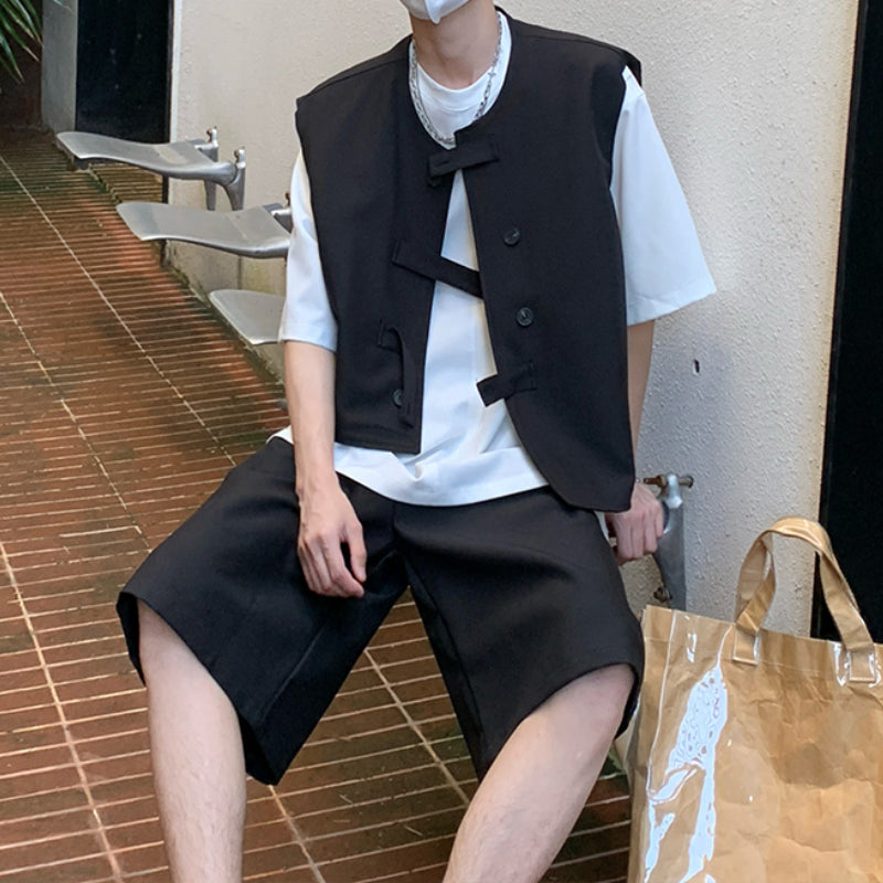 Irregular Loose Shorts Vest Suit