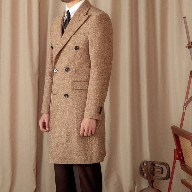 Wool-Silk Blend Tweed Coat