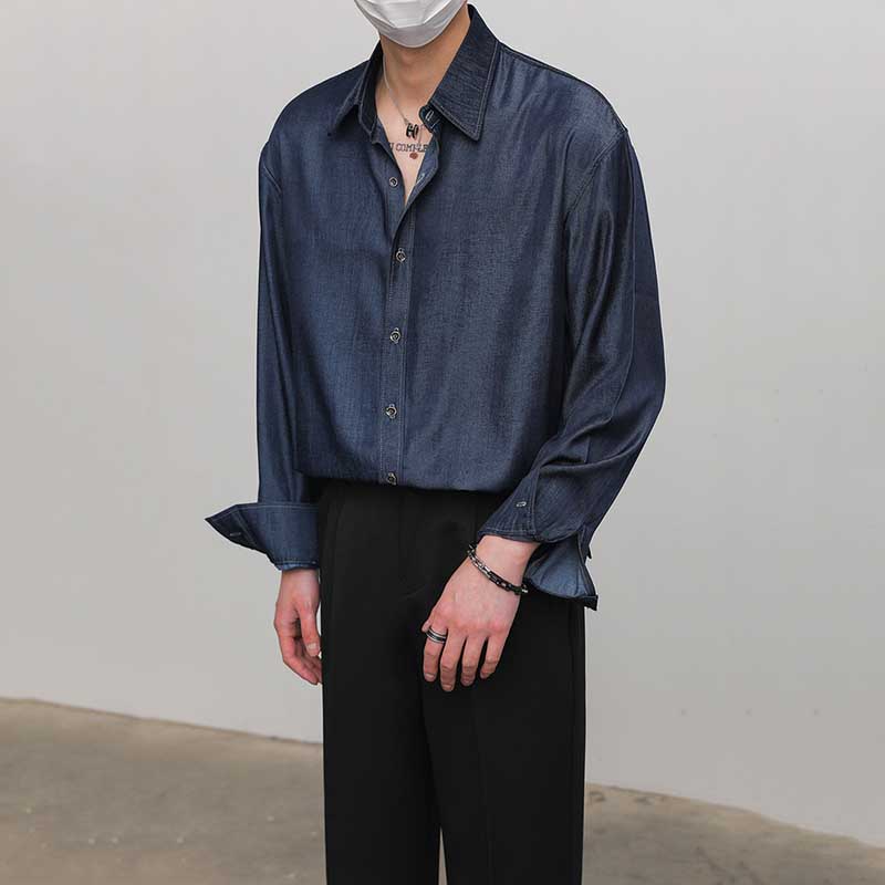 Loose Solid Color Drape Non-iron Shirt