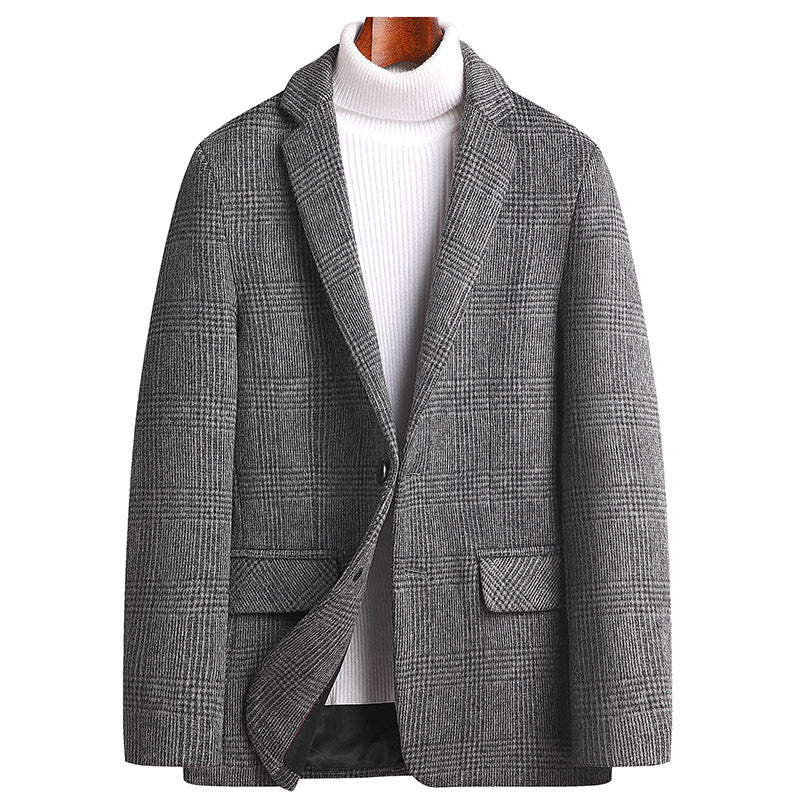 Checked Non-iron Slim-fit Wool Coat