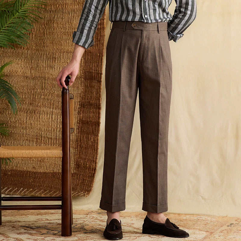 Cotton And Linen Breathable Thin High Waist Straight Pants