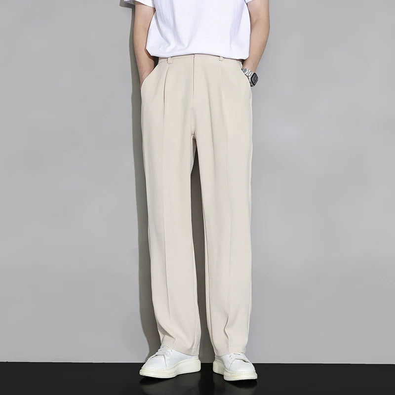 Men's Loose Straight Wide Leg Casual Ice Silk Trousers