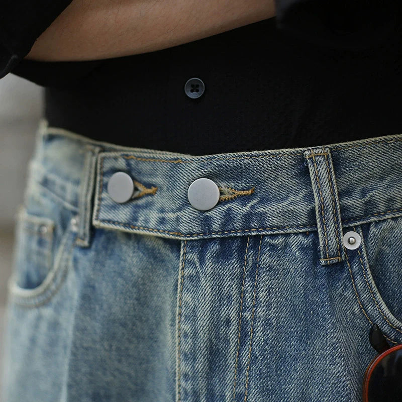Men's Straight Distressed High-rise Jeans