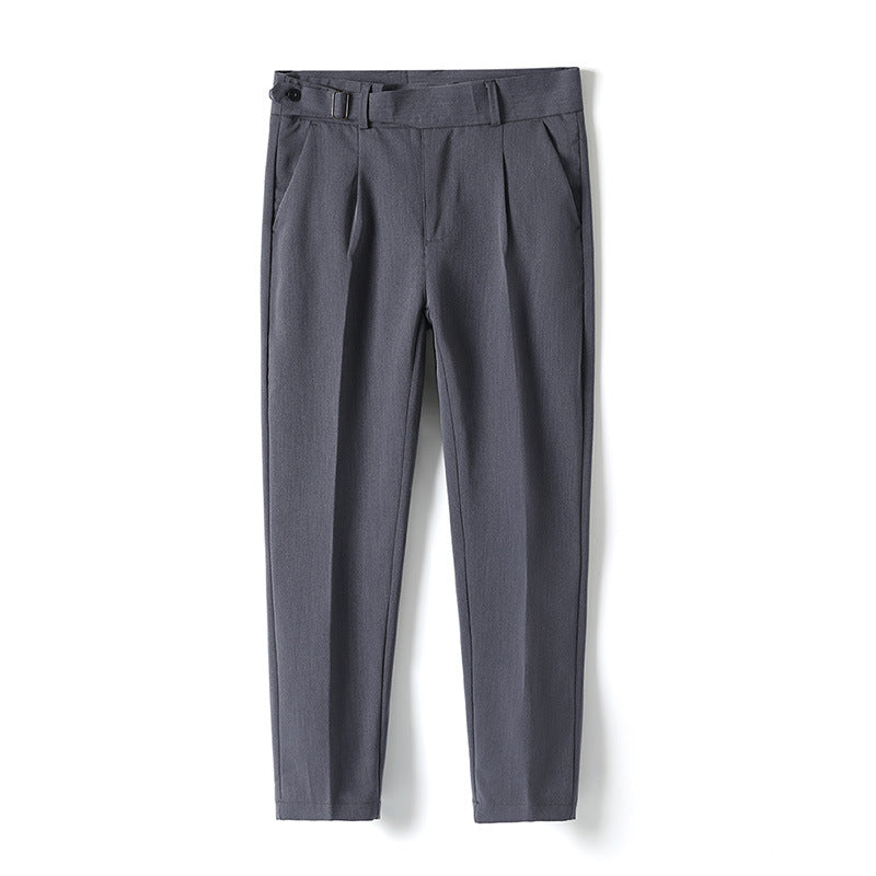 Mens Casual Slim Straight Suit Trousers