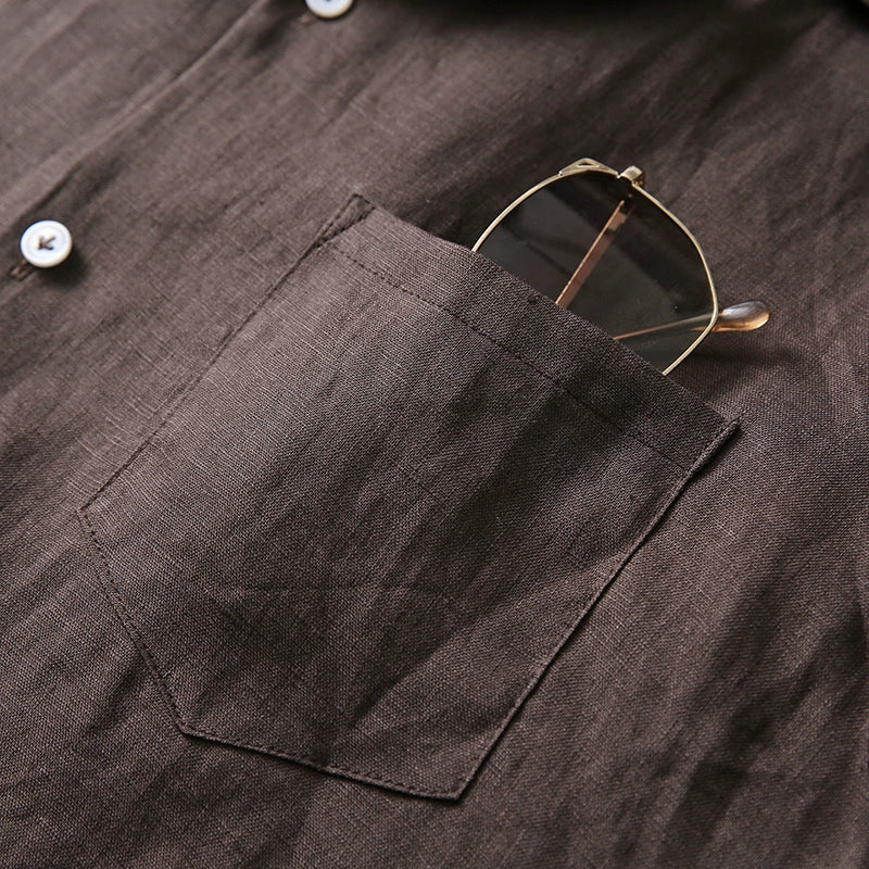 Breathable Loose Cuban Collar Linen Casual Shirt