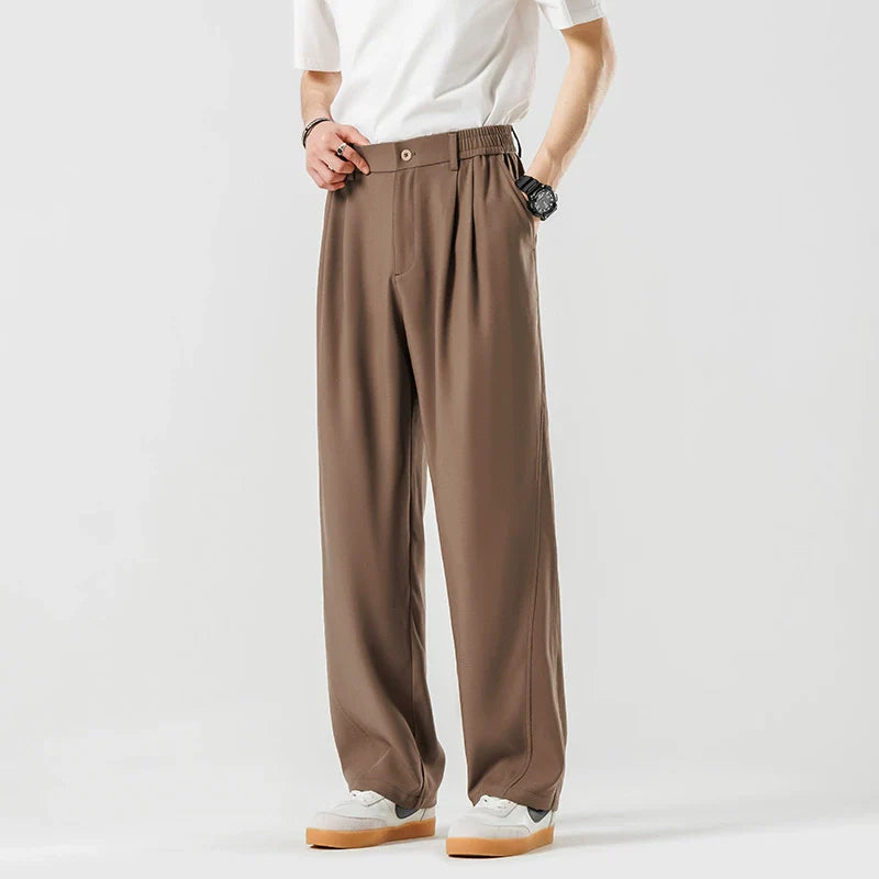 Drape Casual Thin Loose Straight Long Trousers