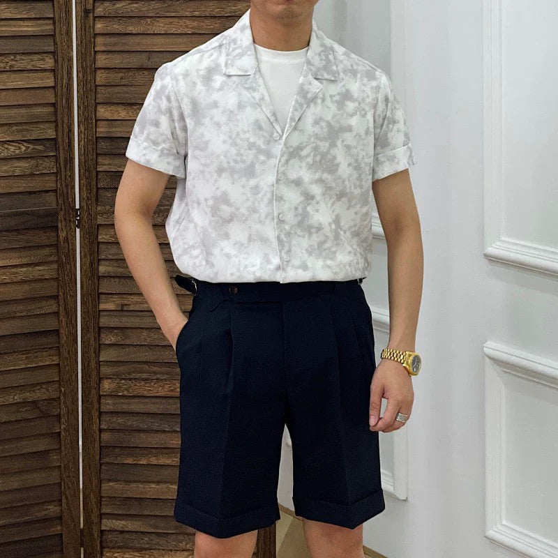 Men's Summer Printed Retro Casual Business Shirt