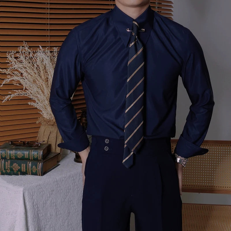 Men's Business Slim Fit Long Sleeve Casual Shirt