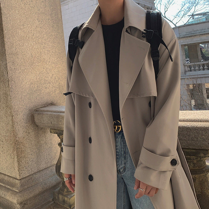 Loose Double-breasted Over-the-knee Coat