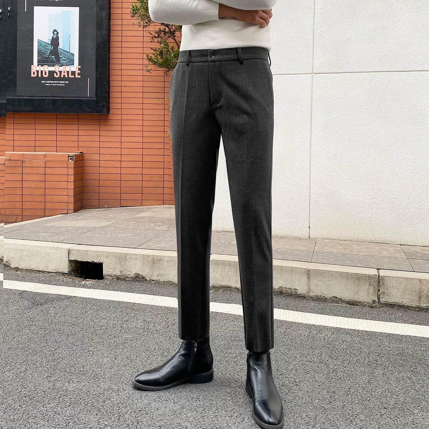 No-iron Woolen Straight Suit Pants