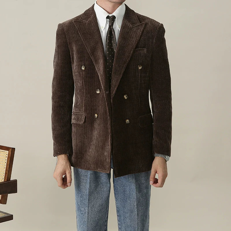 Men's Double-breasted Lapel Slim-fit Suit Jacket