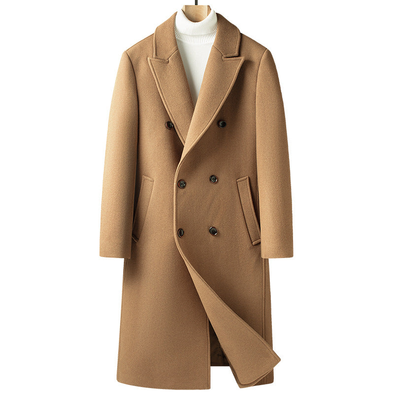 Double Breasted Knee-Length Wool Coat