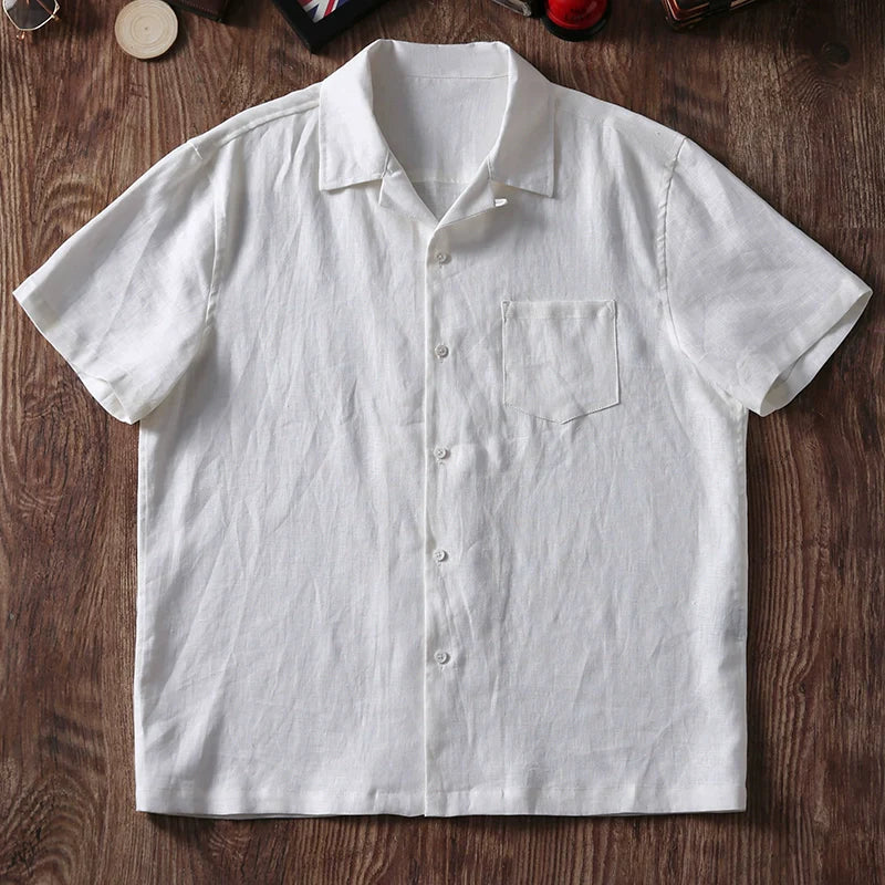 Breathable Loose Cuban Collar Linen Casual Shirt