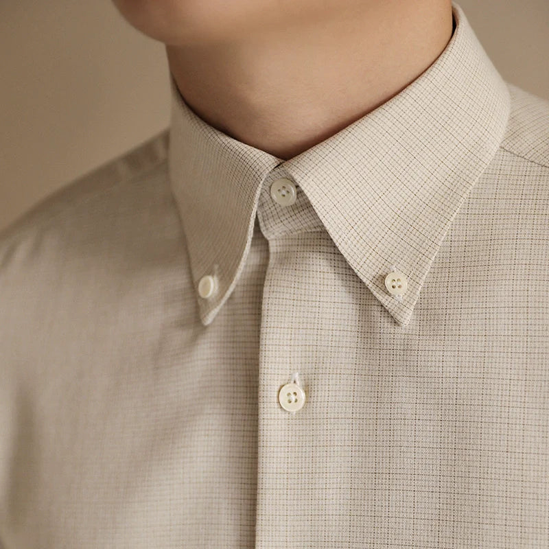Slim-fit Peak Collar Plaid Shirt