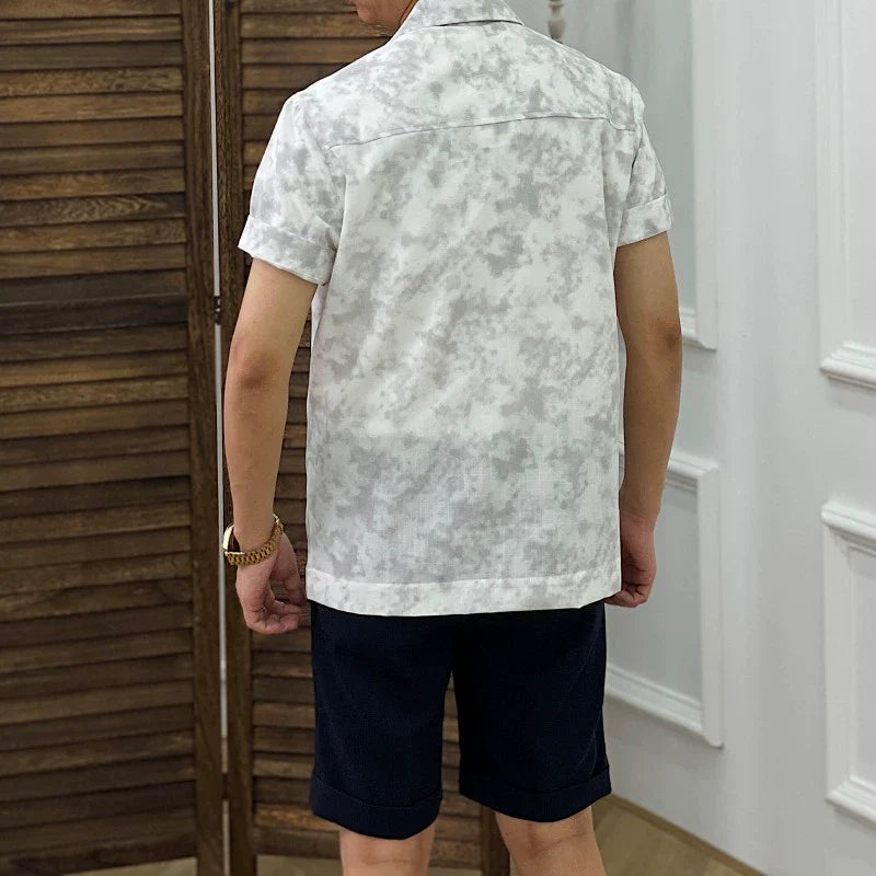Men's Summer Printed Retro Casual Business Shirt