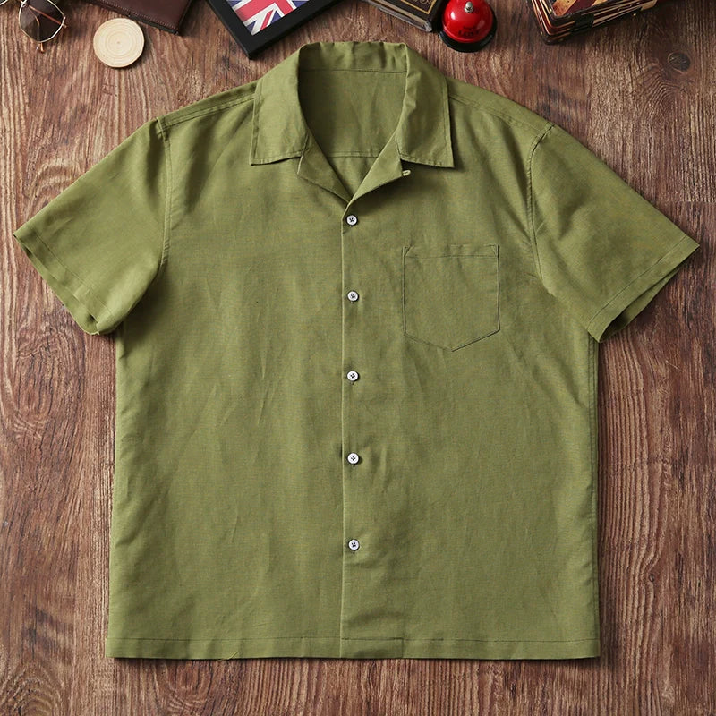 Breathable Loose Cuban Collar Linen Casual Shirt