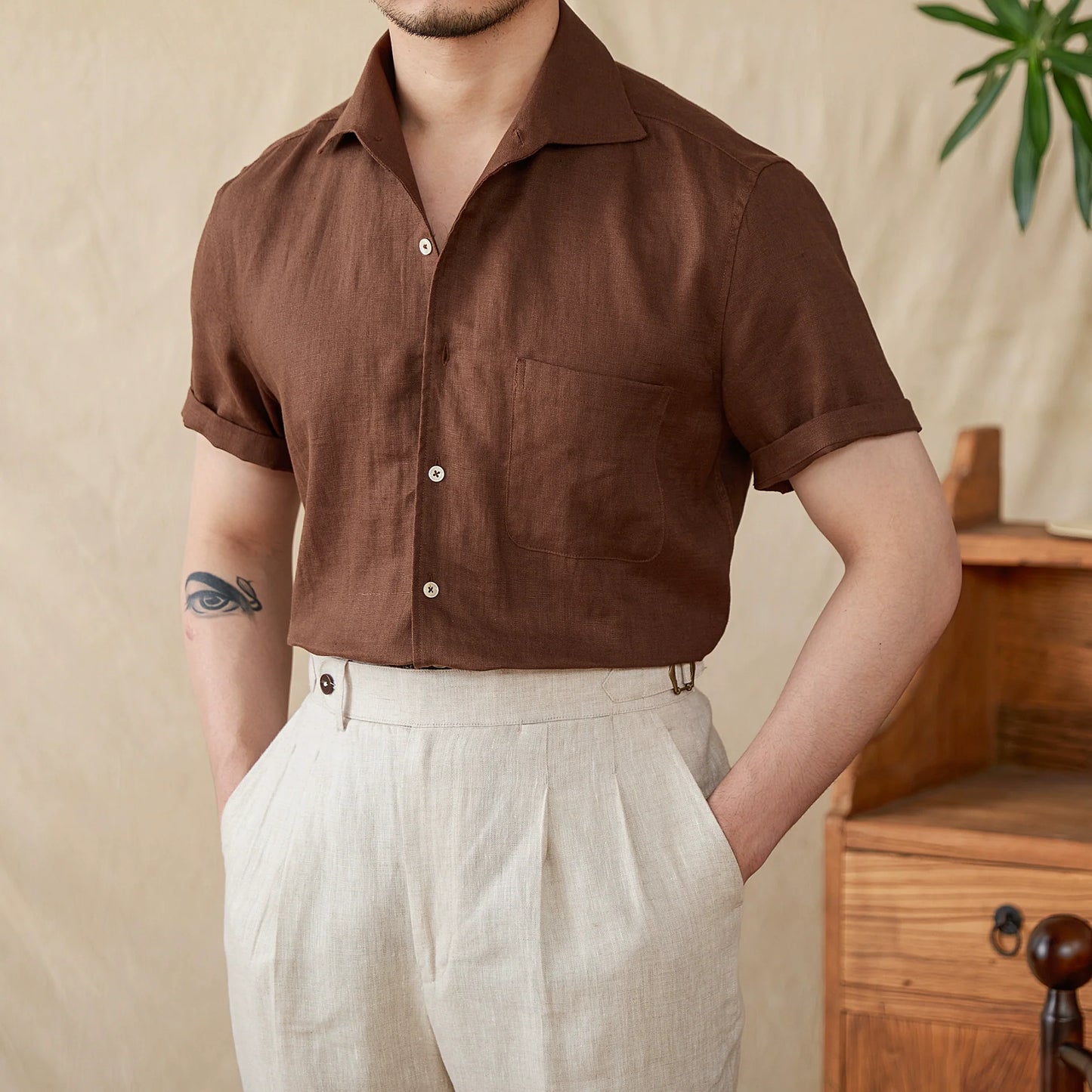 100% Linen Breathable Casual Thin Business Shirt