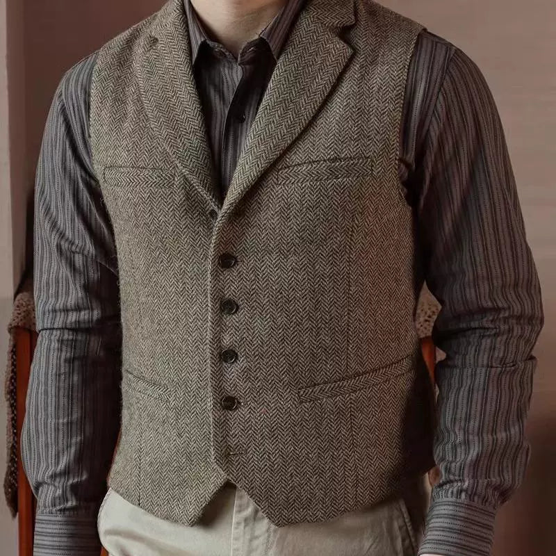 Men's Wool Slim-fit Suit Collar Vest