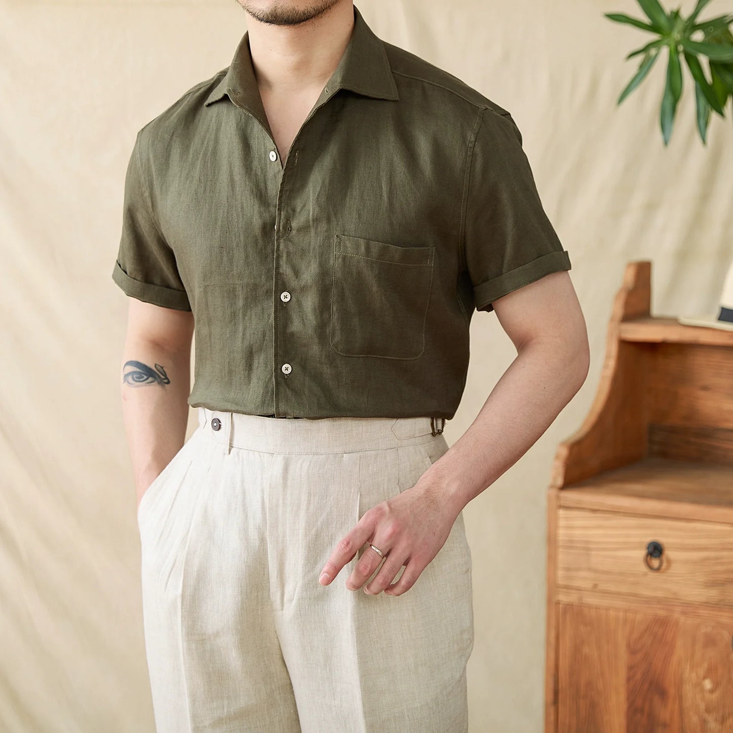 100% Linen Breathable Casual Thin Business Shirt