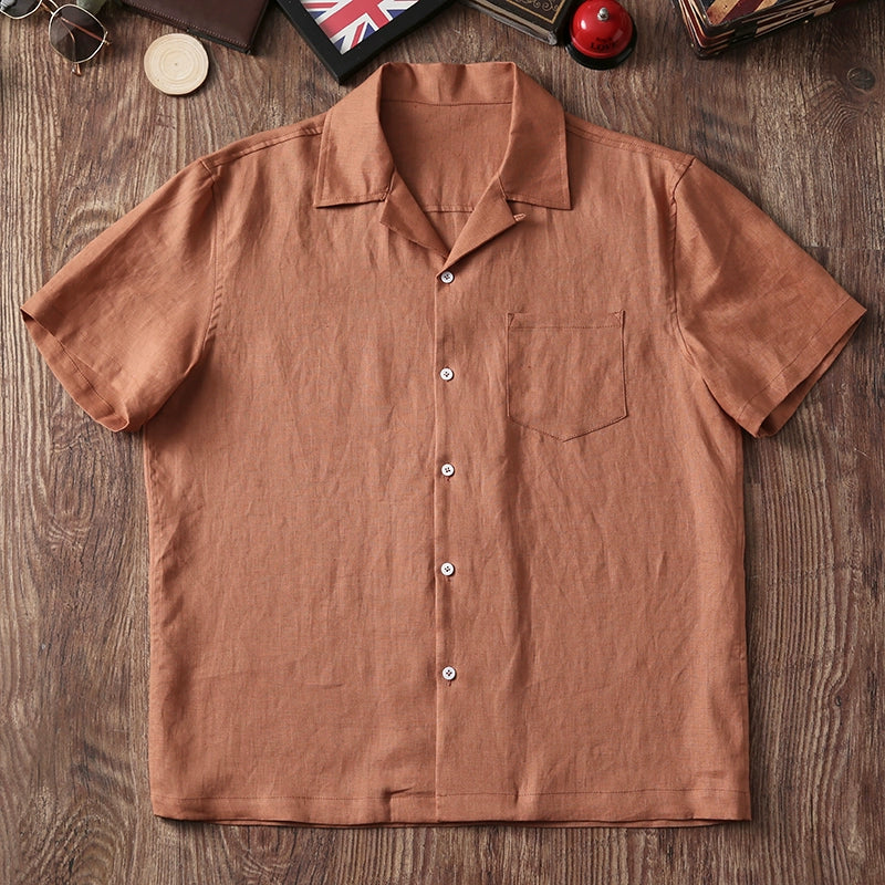 Breathable Loose Cuban Collar Linen Casual Shirt