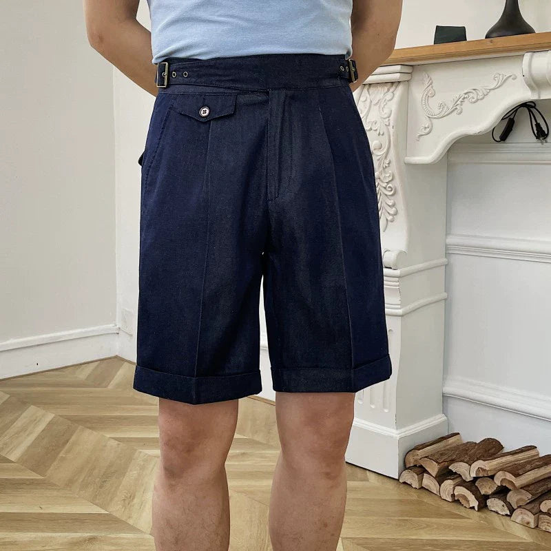 Mens Retro Breathable High Waist Casual Shorts