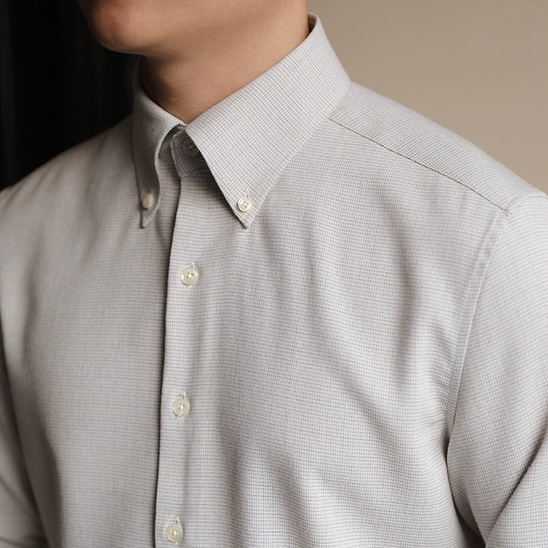 Slim-fit Peak Collar Plaid Shirt