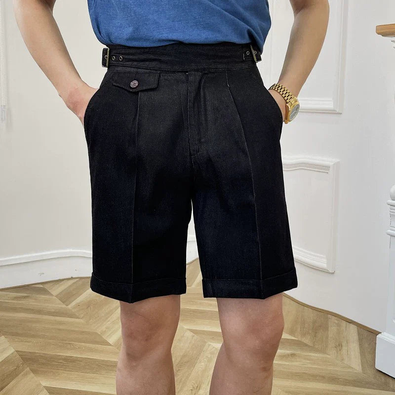Mens Retro Breathable High Waist Casual Shorts