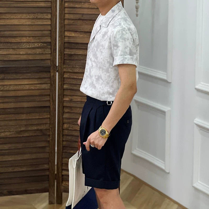 Men's Summer Printed Retro Casual Business Shirt