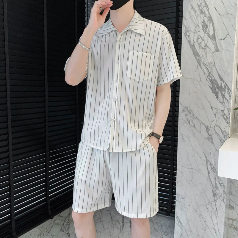 Summer Striped Shirt Casual Suit