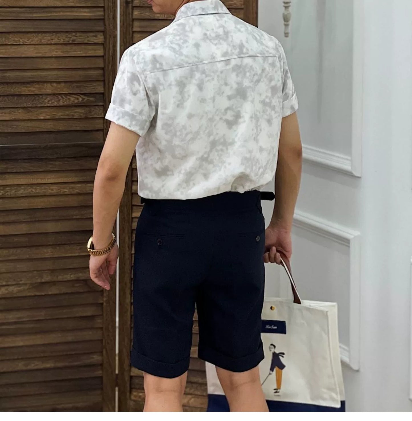 Men's Summer Printed Retro Casual Business Shirt